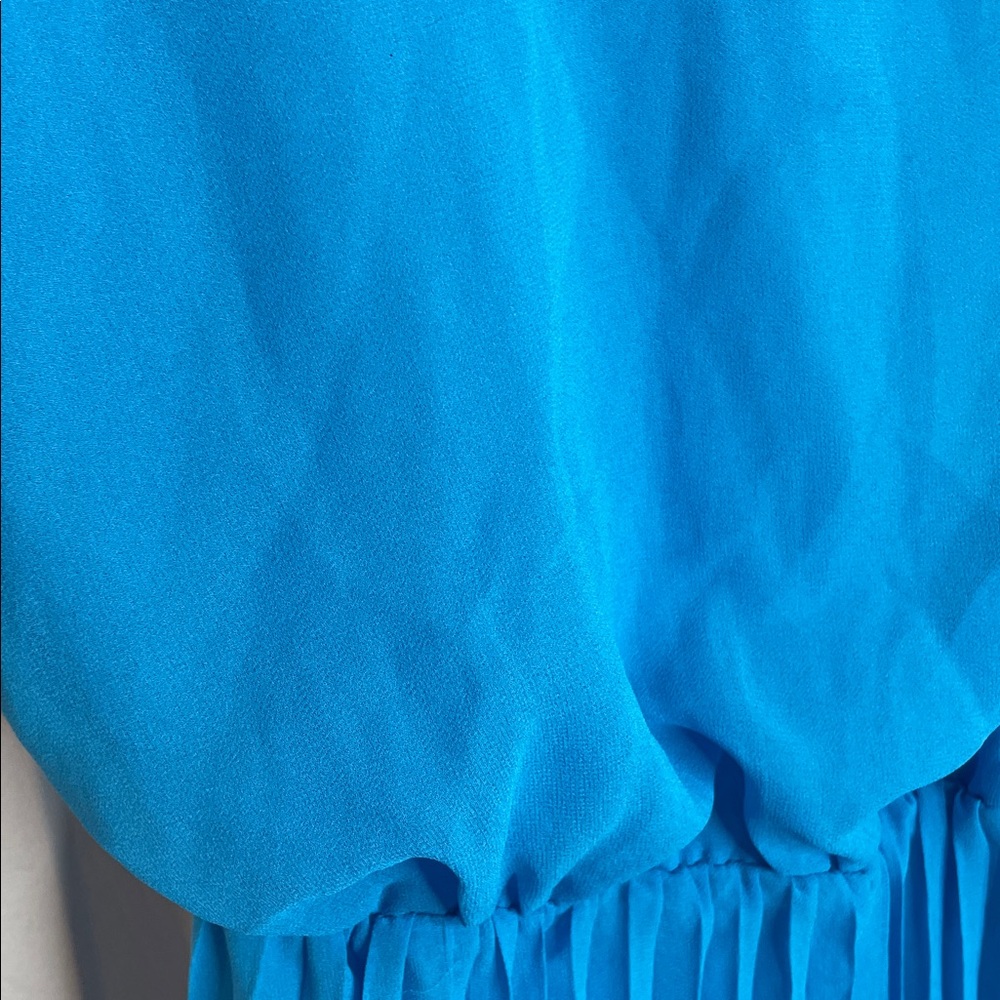 SAM EDELMAN TURQUOISE LINED BLOUSON SPAGHETTI STRAP PLEATED COCKTAIL DRESS SZ 8 - Picture 10 of 12